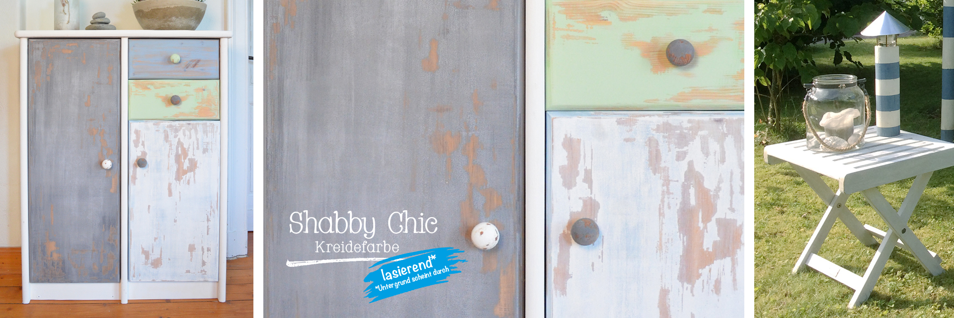 Shabby Chic Kreidefarbe lasierend für Möbel und Deko