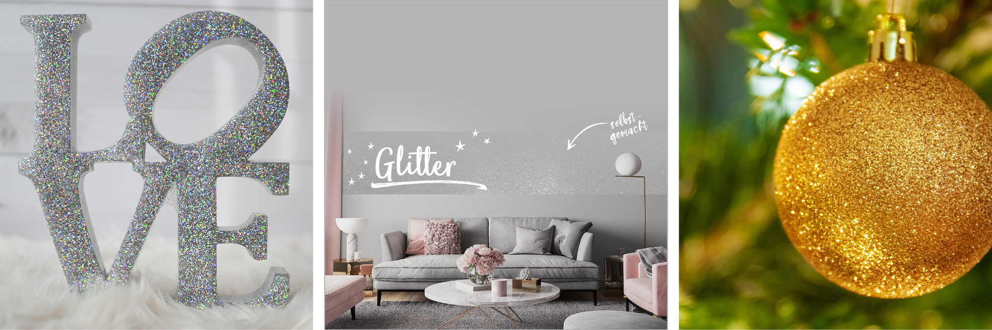 Banner für Glitterpulver mit Beispielen