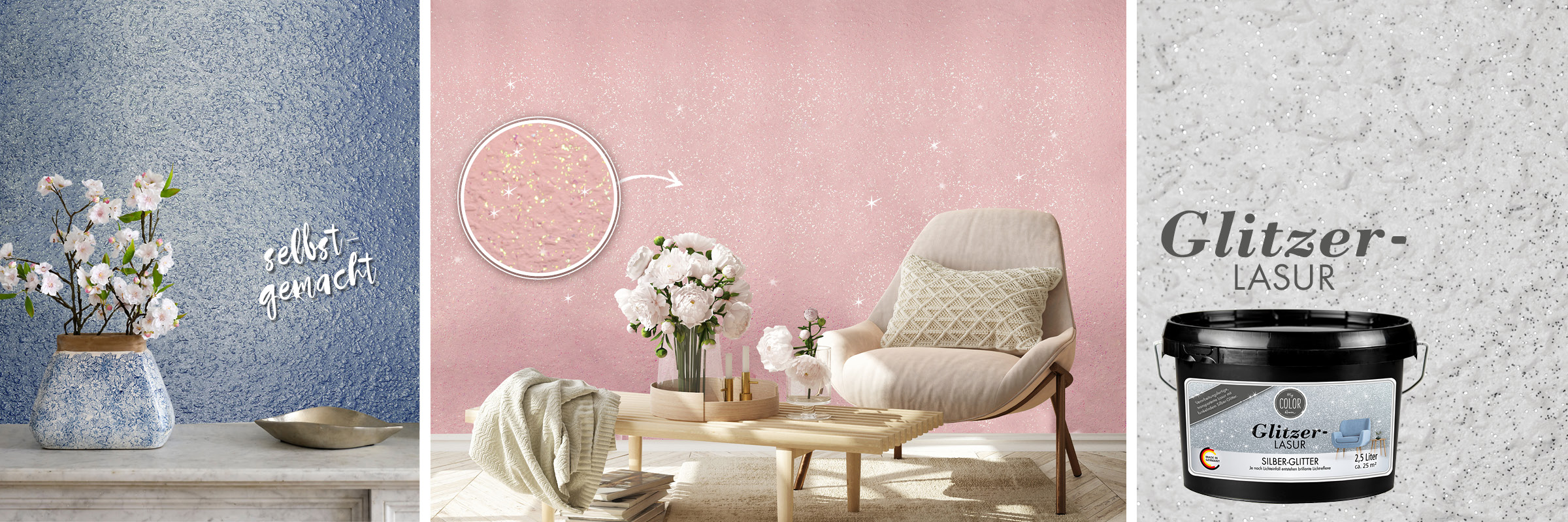 Glitzerlasur an der Wand